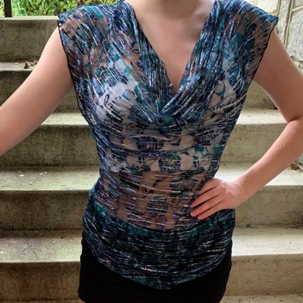 Cowl Neck Sheer Top